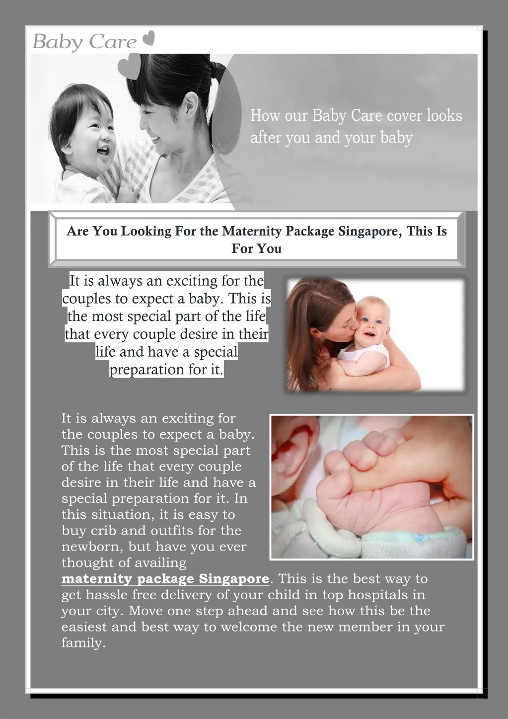 are you looking for the maternity package