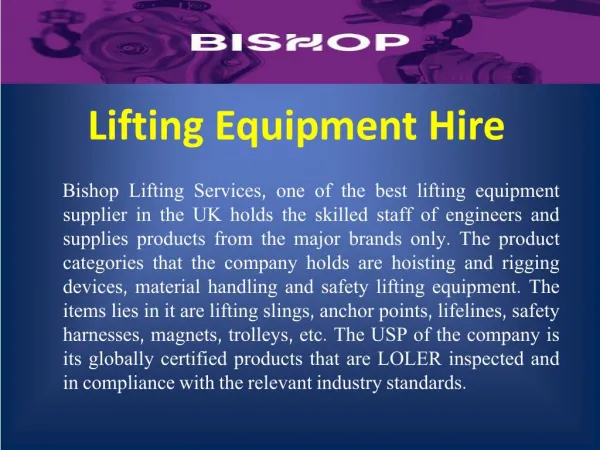 Lifting equipment from Bishop