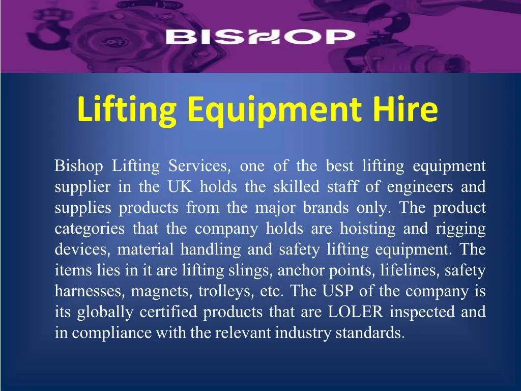 lifting e quipment hire