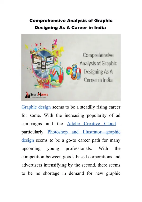 Comprehensive Analysis of Graphic Designing As A Career in India