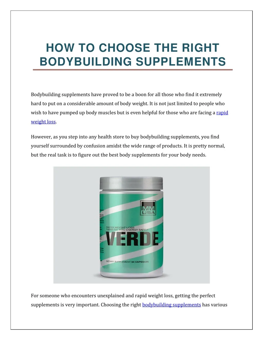 how to choose the right bodybuilding supplements