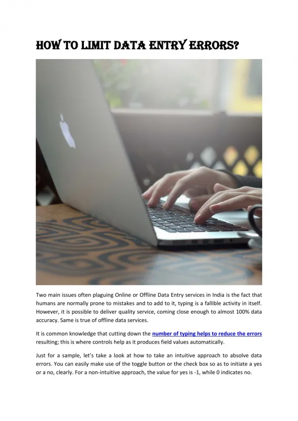 How to limit data entry errors