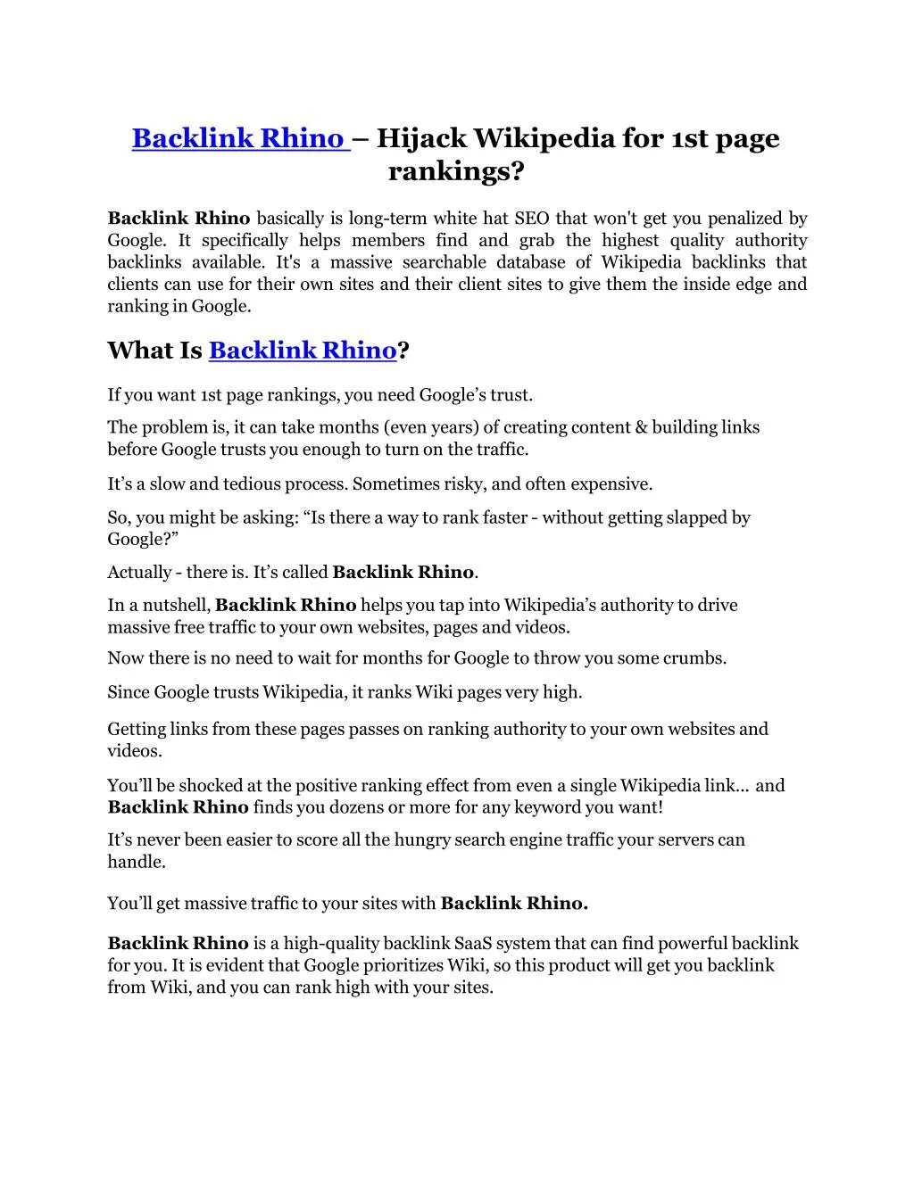 backlink rhino hijack wikipedia for 1st page