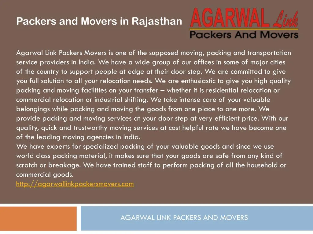 packers and movers in rajasthan