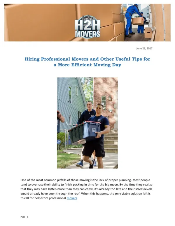 Hiring professional movers and other useful tips for a more efficient moving day