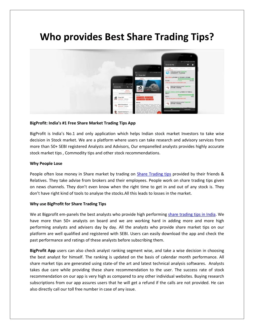 who provides best share trading tips