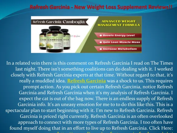 Refresh Garcinia - Will It Help You Lose Weight?