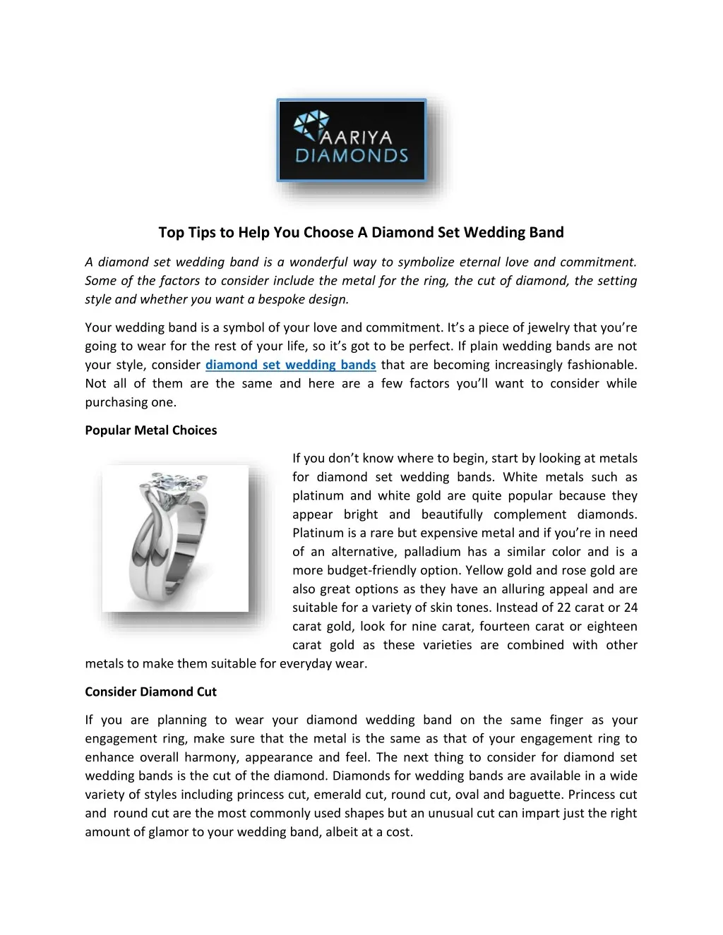 top tips to help you choose a diamond set wedding
