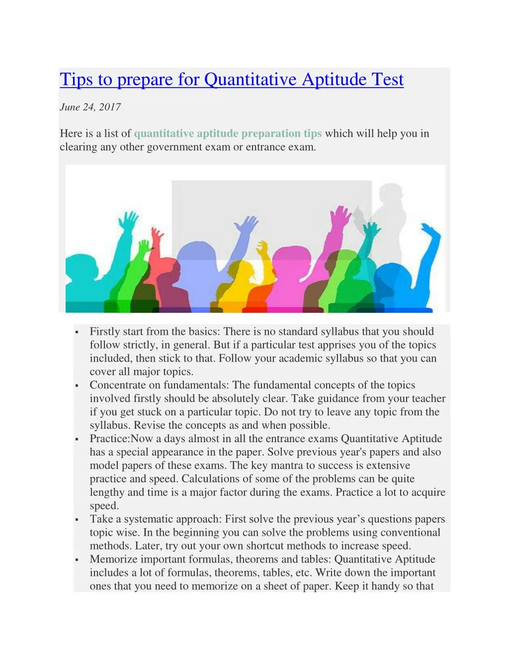 tips to prepare for quantitative aptitude test