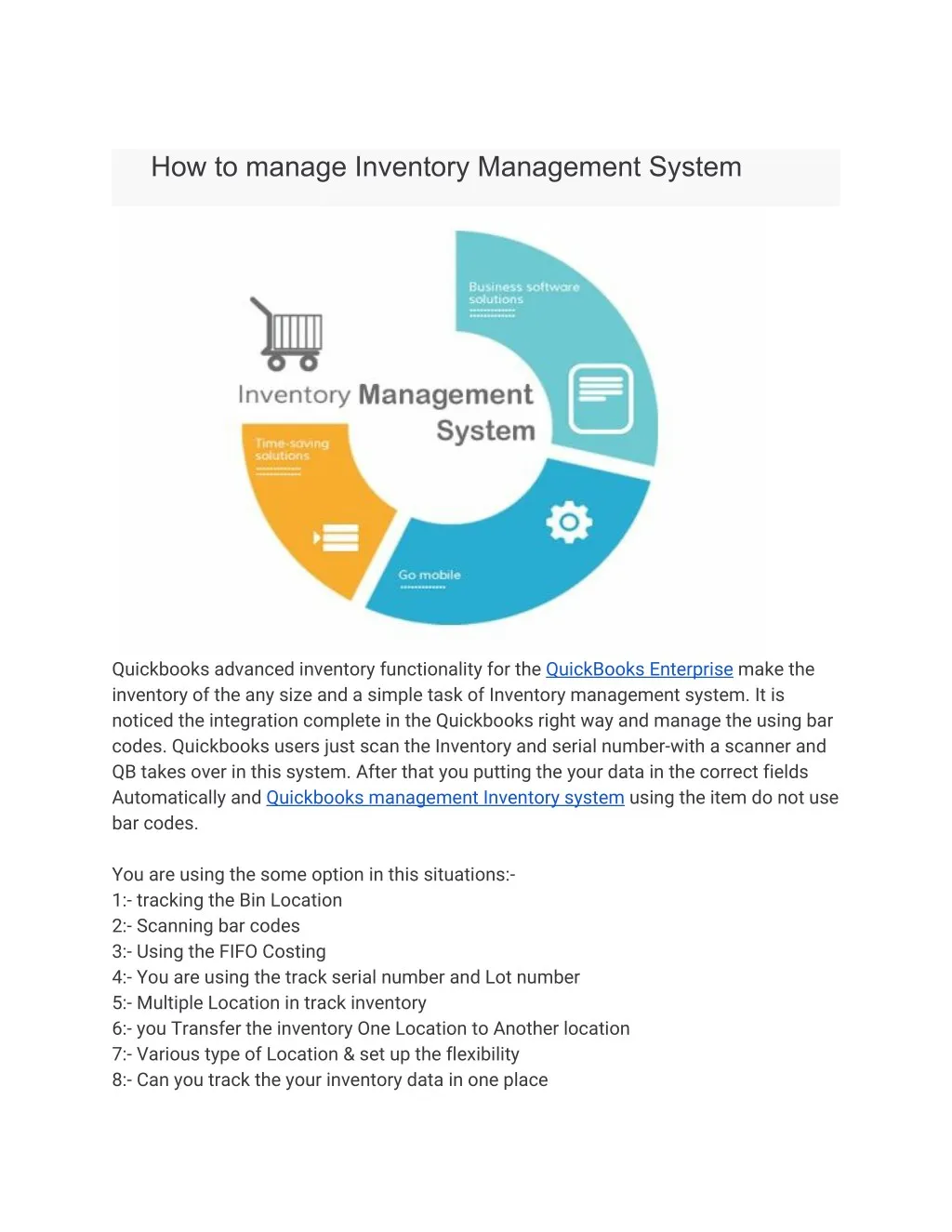 how to manage inventory management system