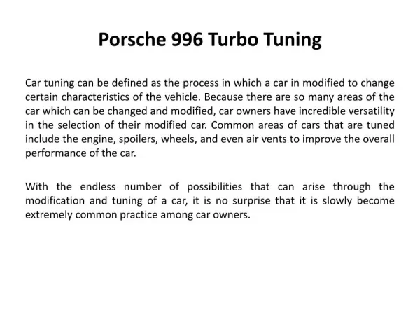 Porsche 996 turbo tuning