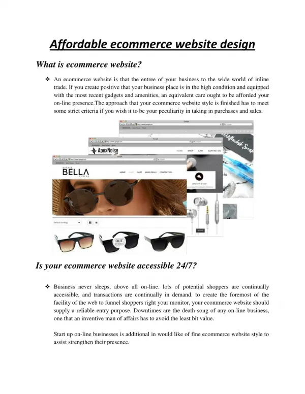 Affordable ecommerce website design