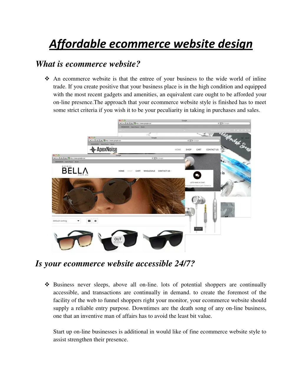 affordable ecommerce website design