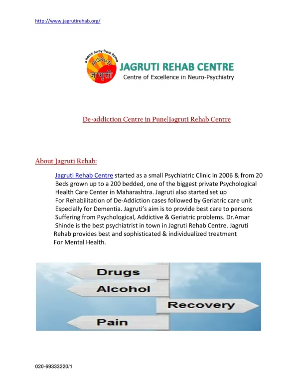 De addiction centre in Pune|Jagruti Rehab Centre