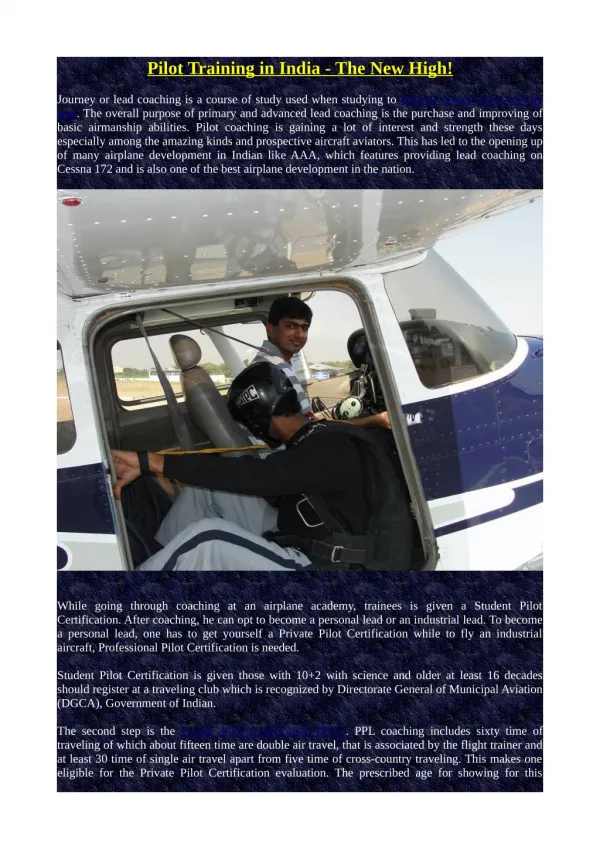 Pilot Training in India - The New High!