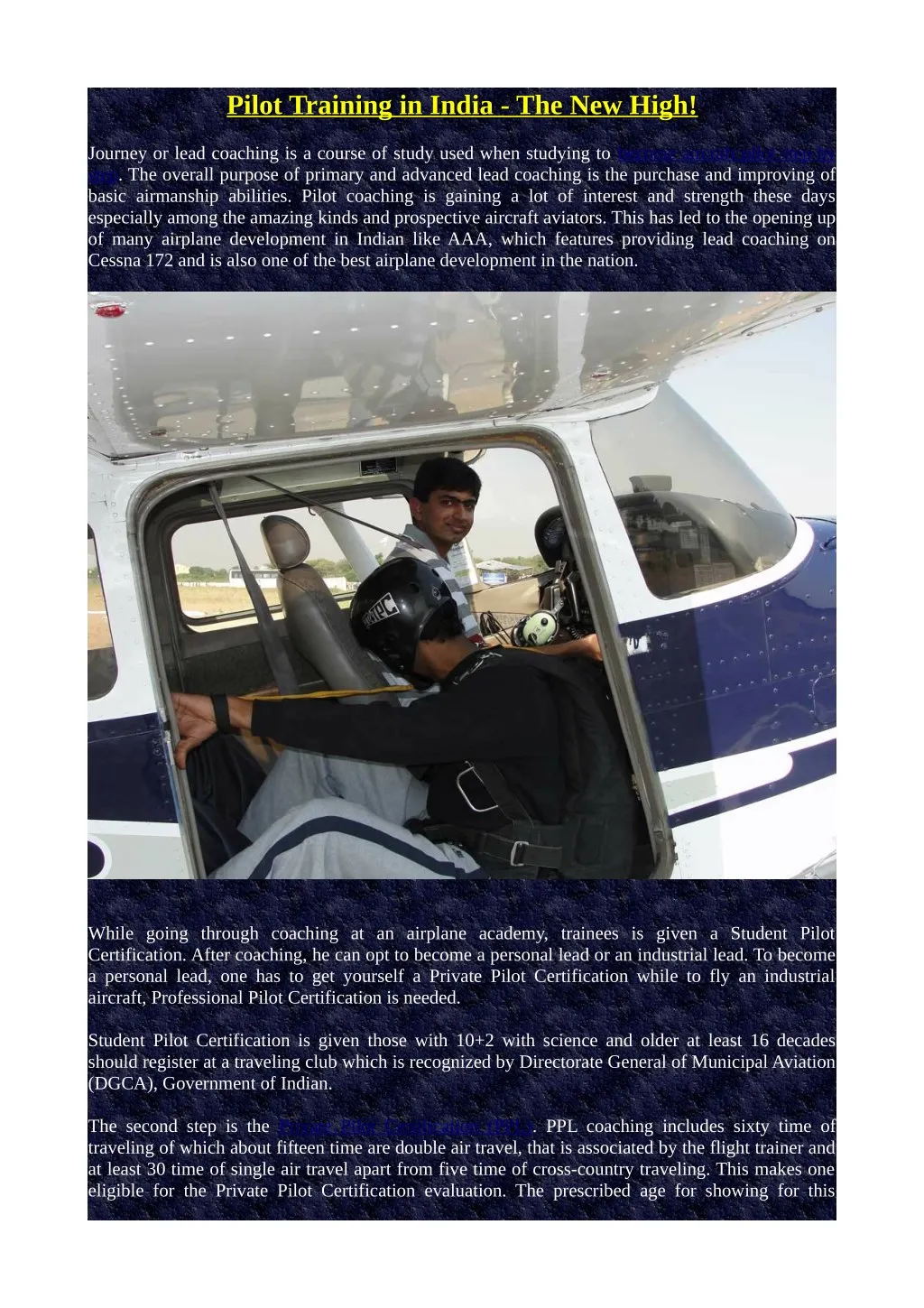 pilot training in india the new high pilot