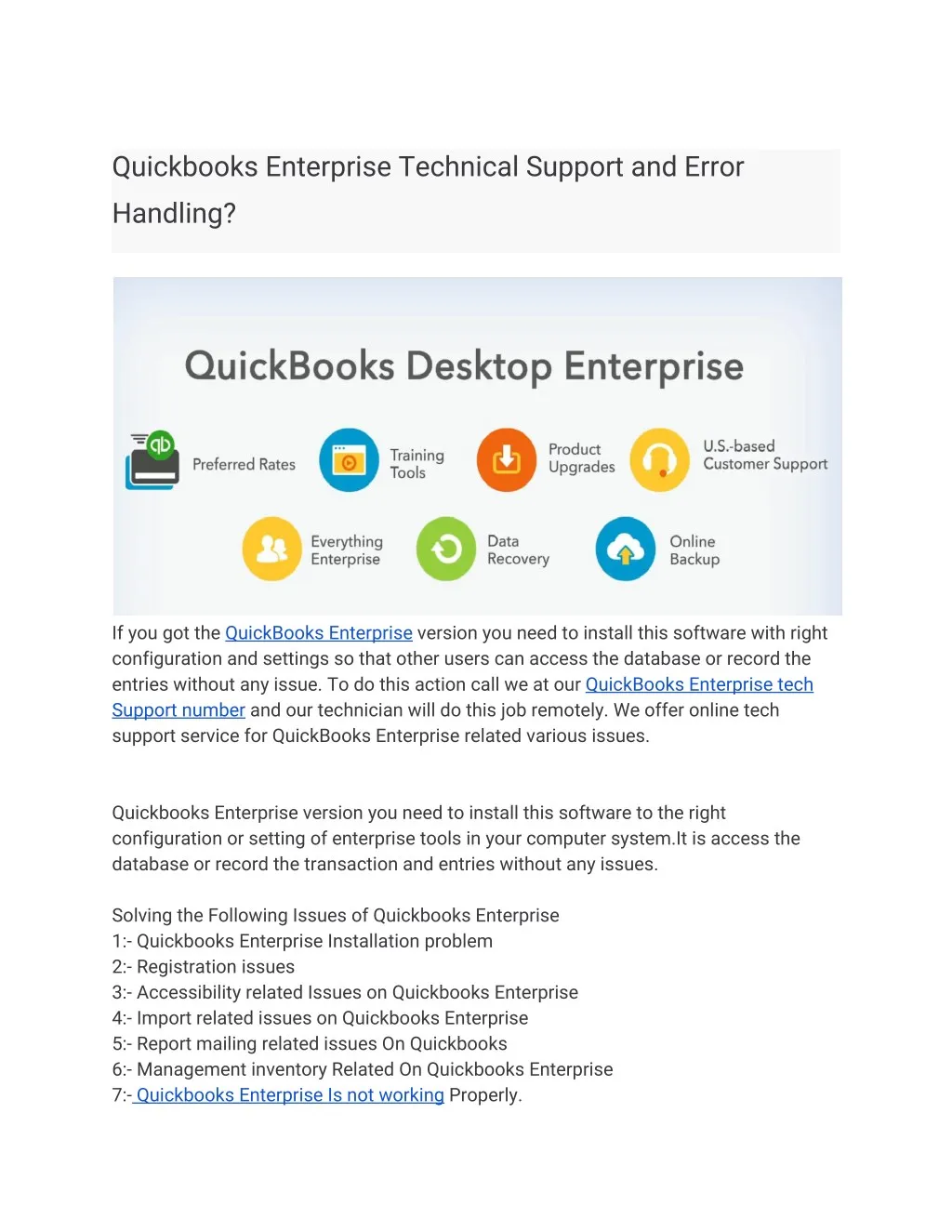 quickbooks enterprise technical support and error