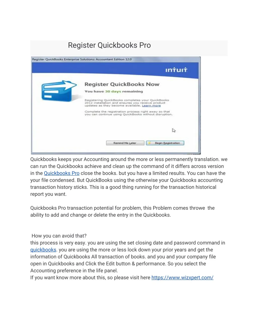 register quickbooks pro