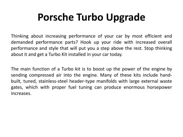 Porsche turbo upgrade