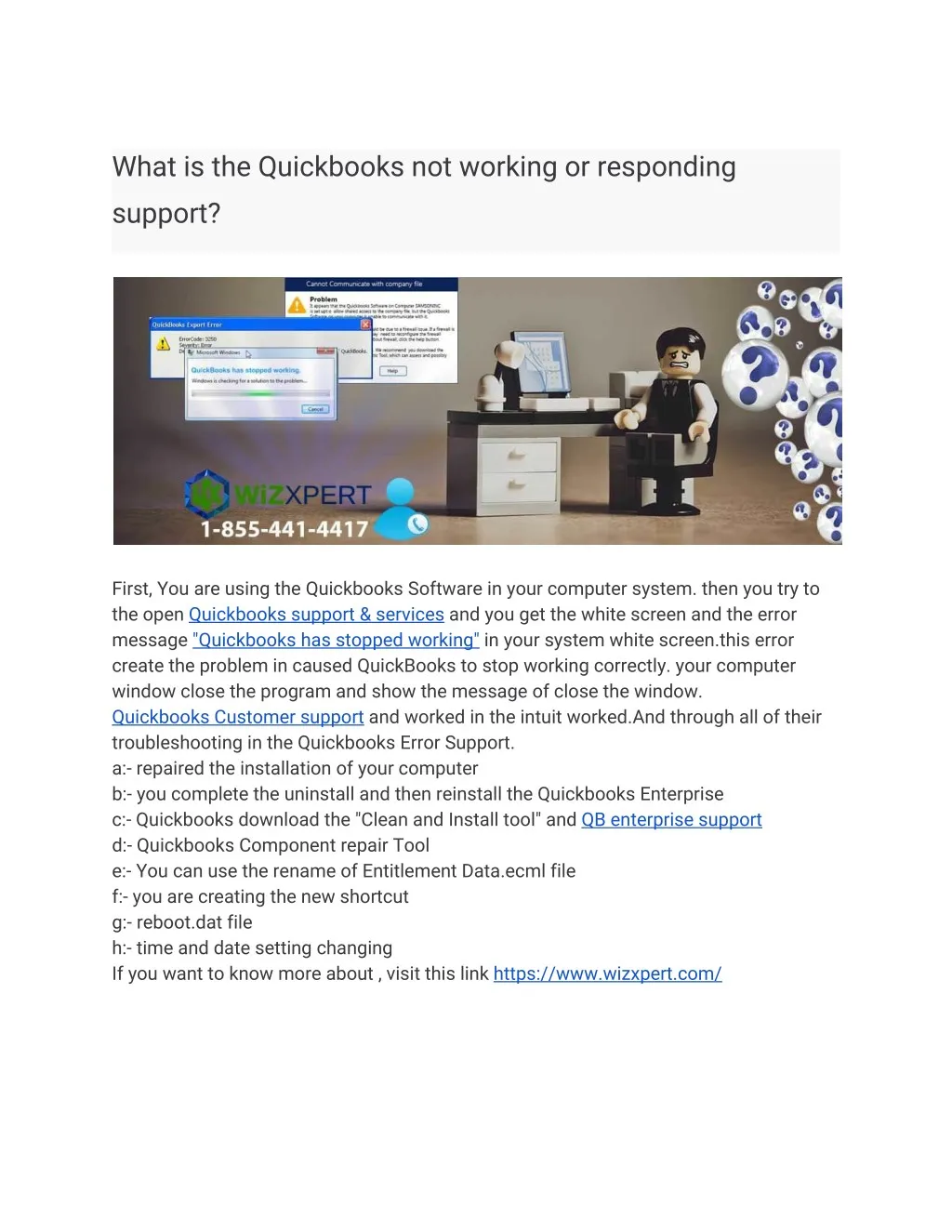 what is the quickbooks not working or responding