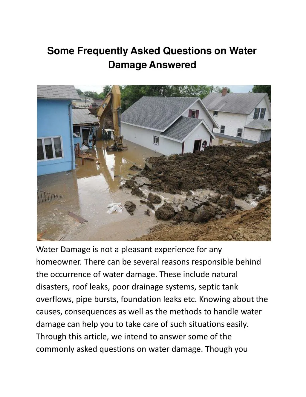 some frequently asked questions on water damage