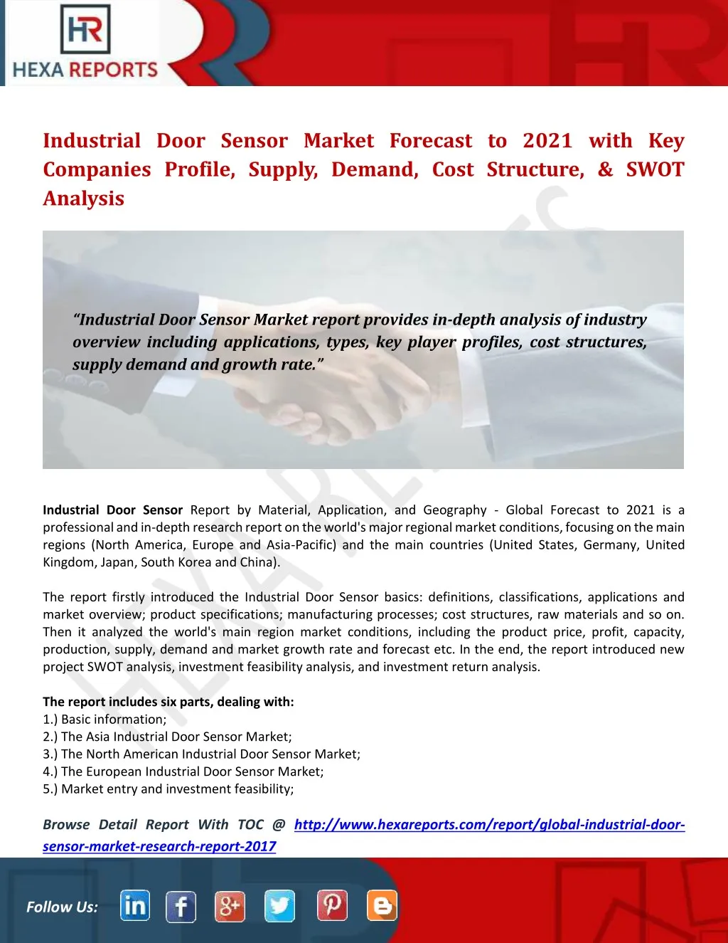 industrial door sensor market forecast to 2021