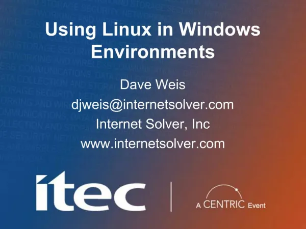 Using Linux in Windows Environments