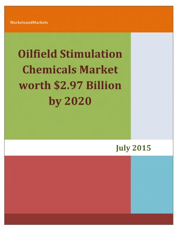 Oilfield Stimulation Chemicals Market worth $2.97 Billion by 2020