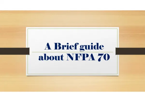 A Brief guide about NFPA 70
