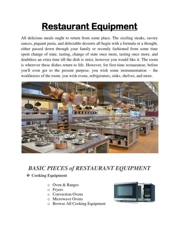 Restaurant Equipment