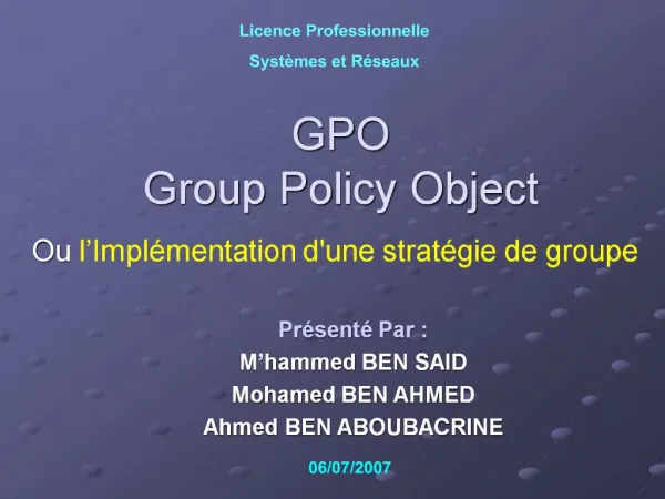 GPO Group Policy Object