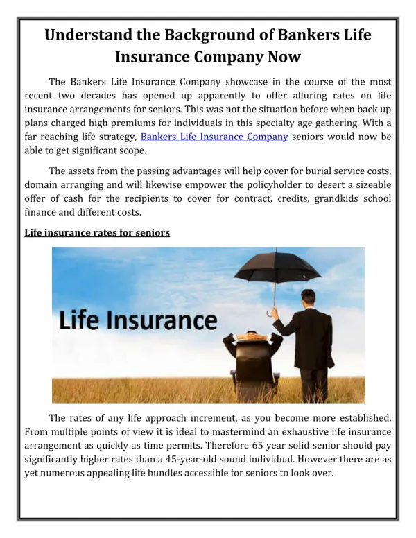 Understand the Background of Bankers Life Insurance Company Now