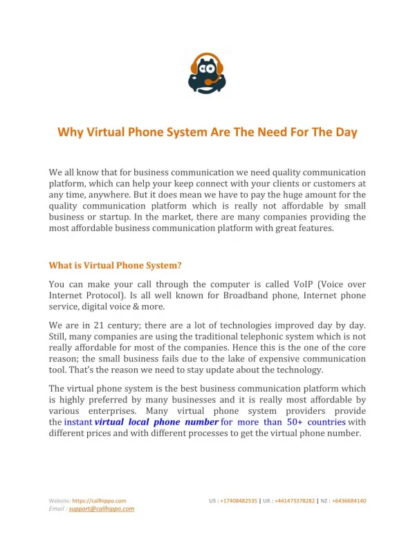 Why Virtual Phone System Are The Need For The Day