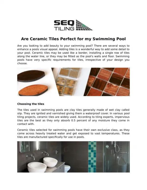 Are Ceramic Tiles Perfect for my Swimming Pool