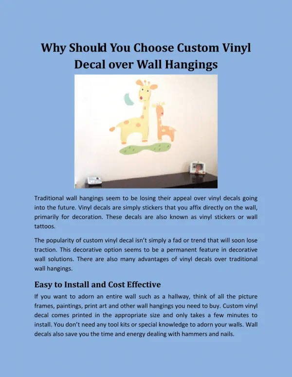 Why Should You Choose Custom Vinyl Decal over Wall Hangings
