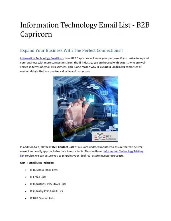 Information Technology Email List - B2B Capricorn