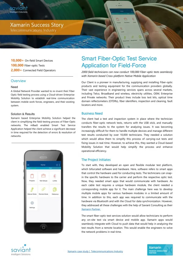 Saviant's Xamarin Success Story - Telecommunication Industry