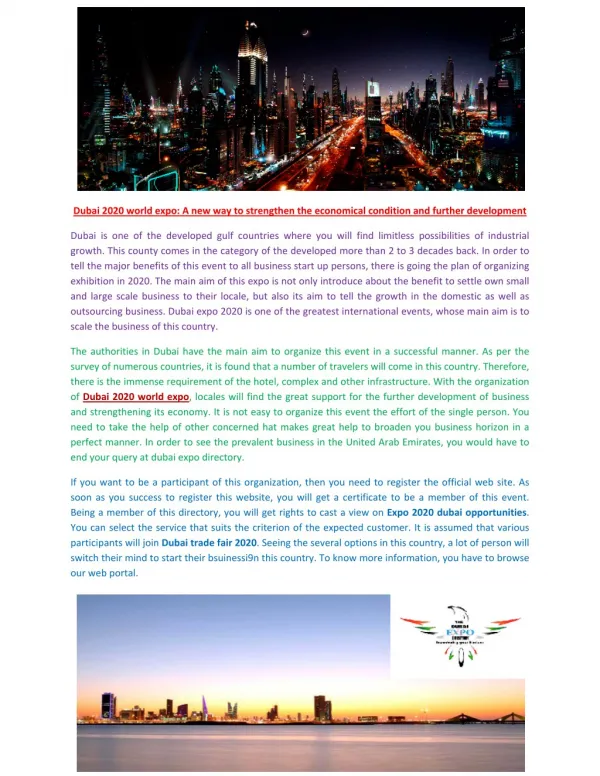 Dubai 2020 world expo