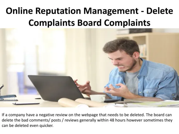 Online Reputation Management - Delete Complaints Board Complaints