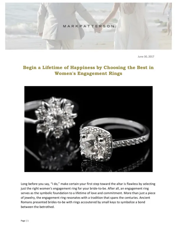 Begin a Lifetime of Happiness by Choosing the Best in Women's Engagement Rings
