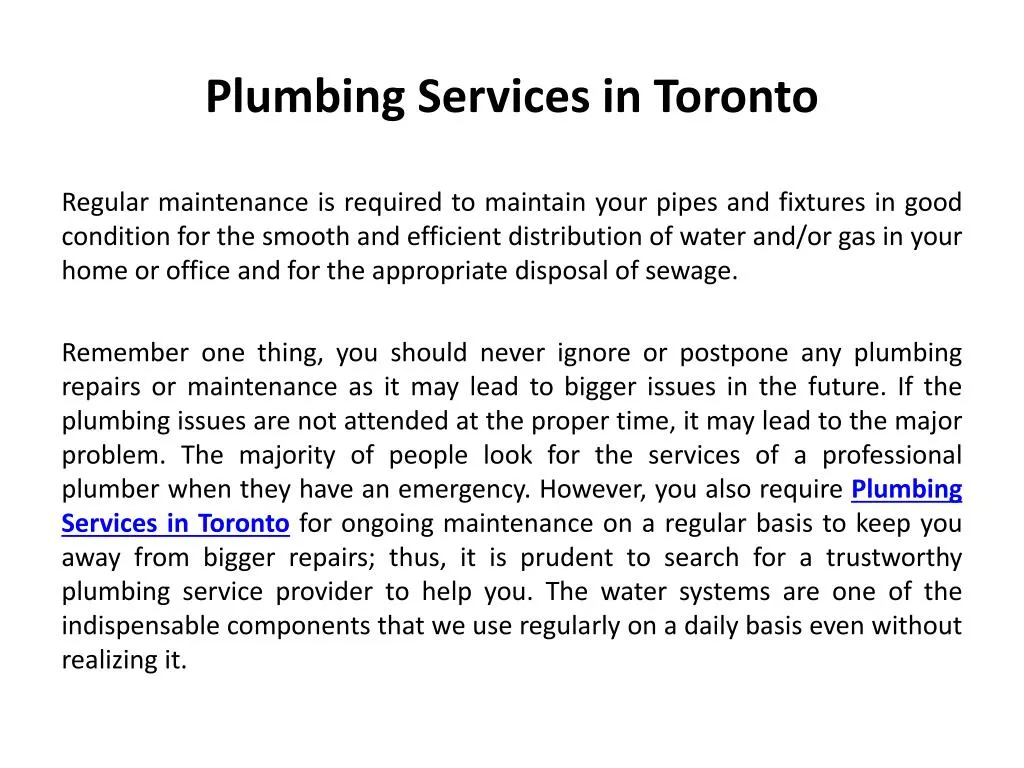 plumbing services in toronto