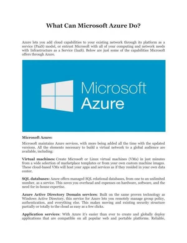 What Can Microsoft Azure Do?