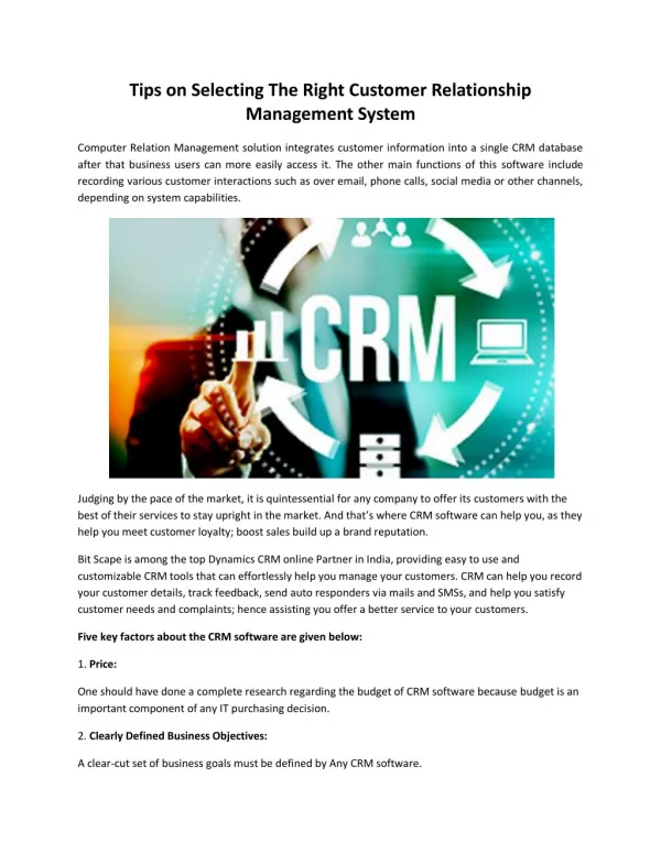 Tips on Selecting the Right CRM System