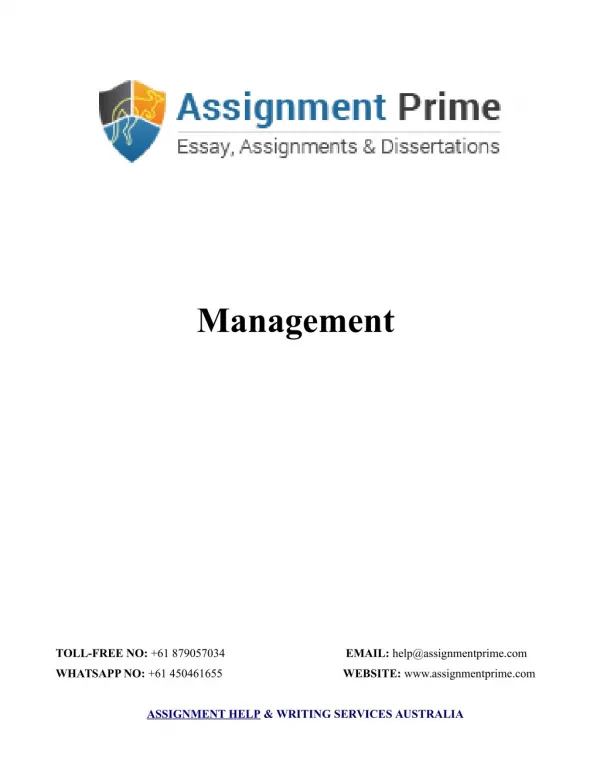 Assignment Sample: Management Process in an Organisation