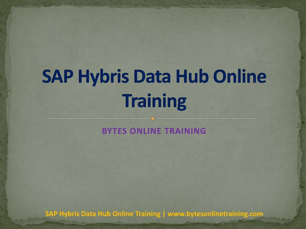 sap hybris data hub online training