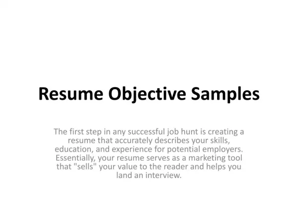 Resume Objective Samples