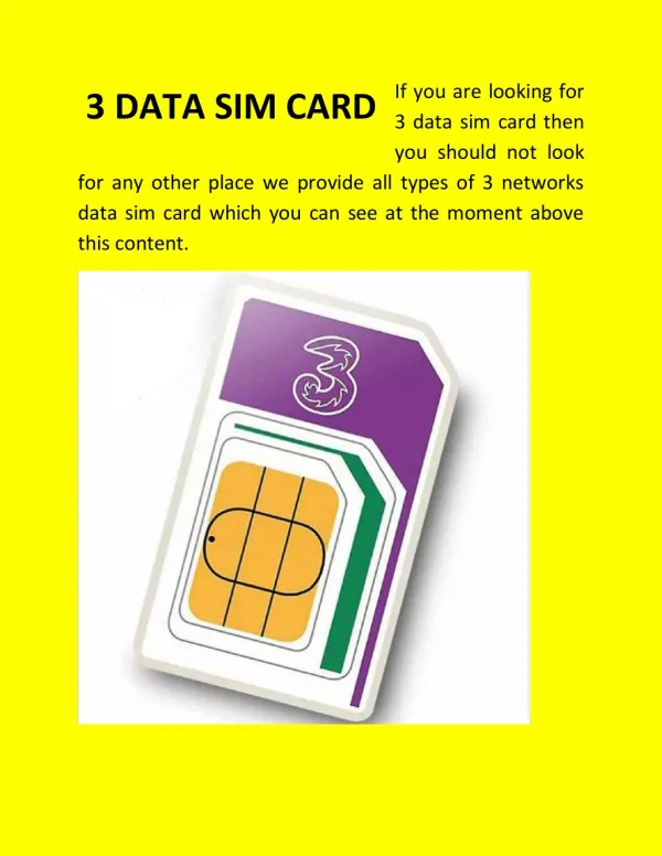3 Data Sim Card