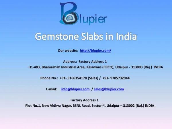 Gemstone Slabs in India