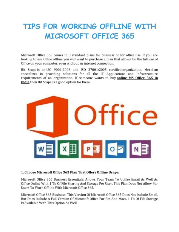 Tips for Working Offline with Microsoft Office 365