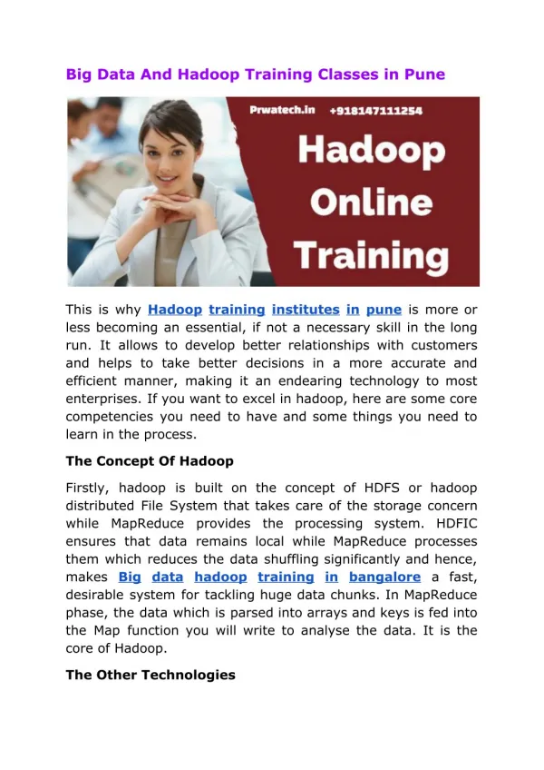 Big Data And Hadoop Training Classes in Pune Prwatech
